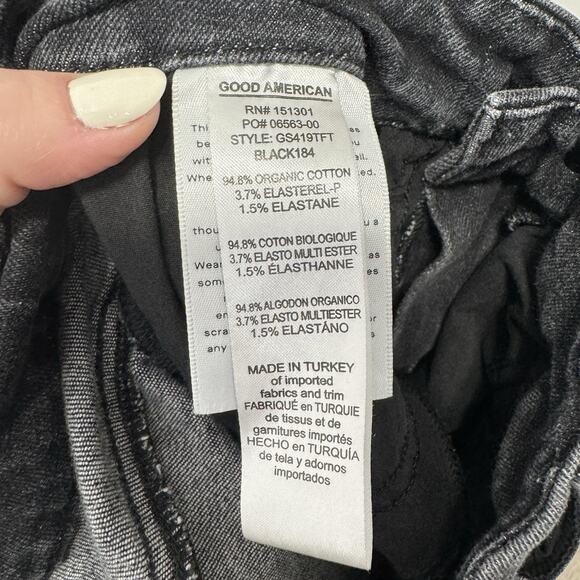 Good American Womens Jeans 6 Black Organic Cotton Blend Good Legs Straight Crop - Picture 11 of 13